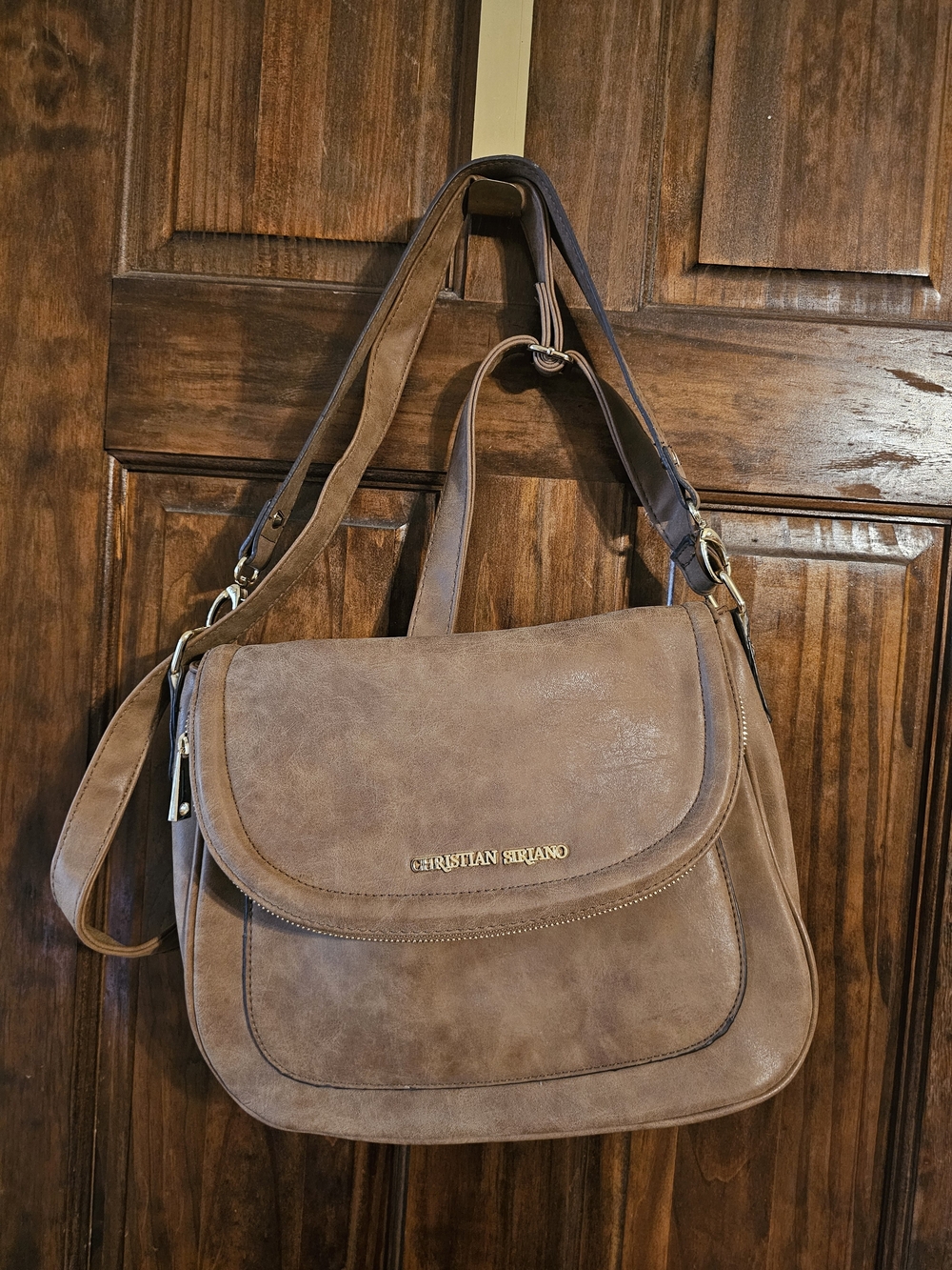 Christian Siriano Taupe Brown Convertible Shoulder & Crossbody Bag
